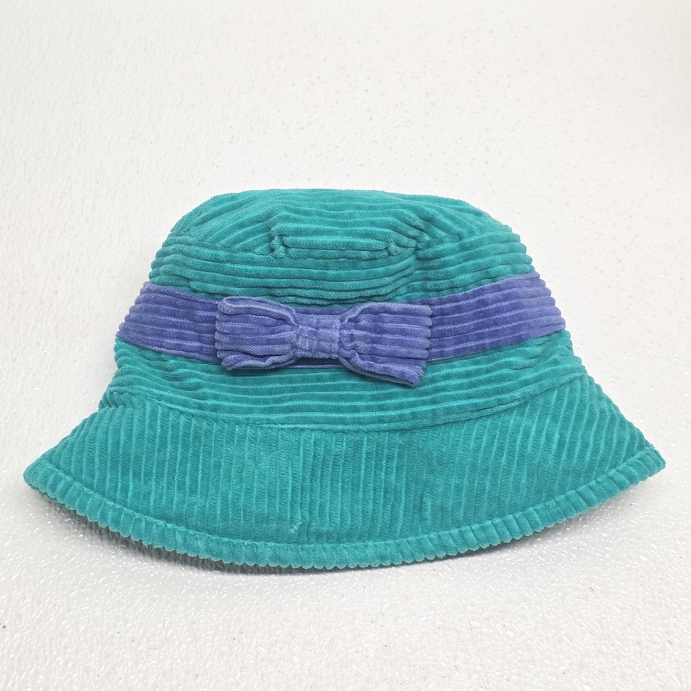 Gymboree Kids Medium/Large Blue Green Turquoise Corduroy Blue Bow Bucket Hat